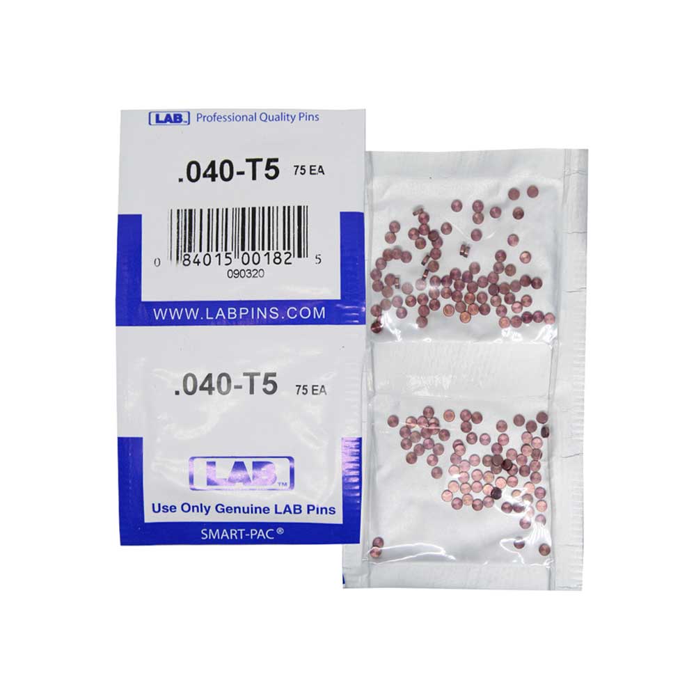 LAB - 5040T-SP - .040 Top Pin - .115 Diameter - Crown .005 Universal - Color-Coded - Brass Alloy - Smart Pack 150 Pins