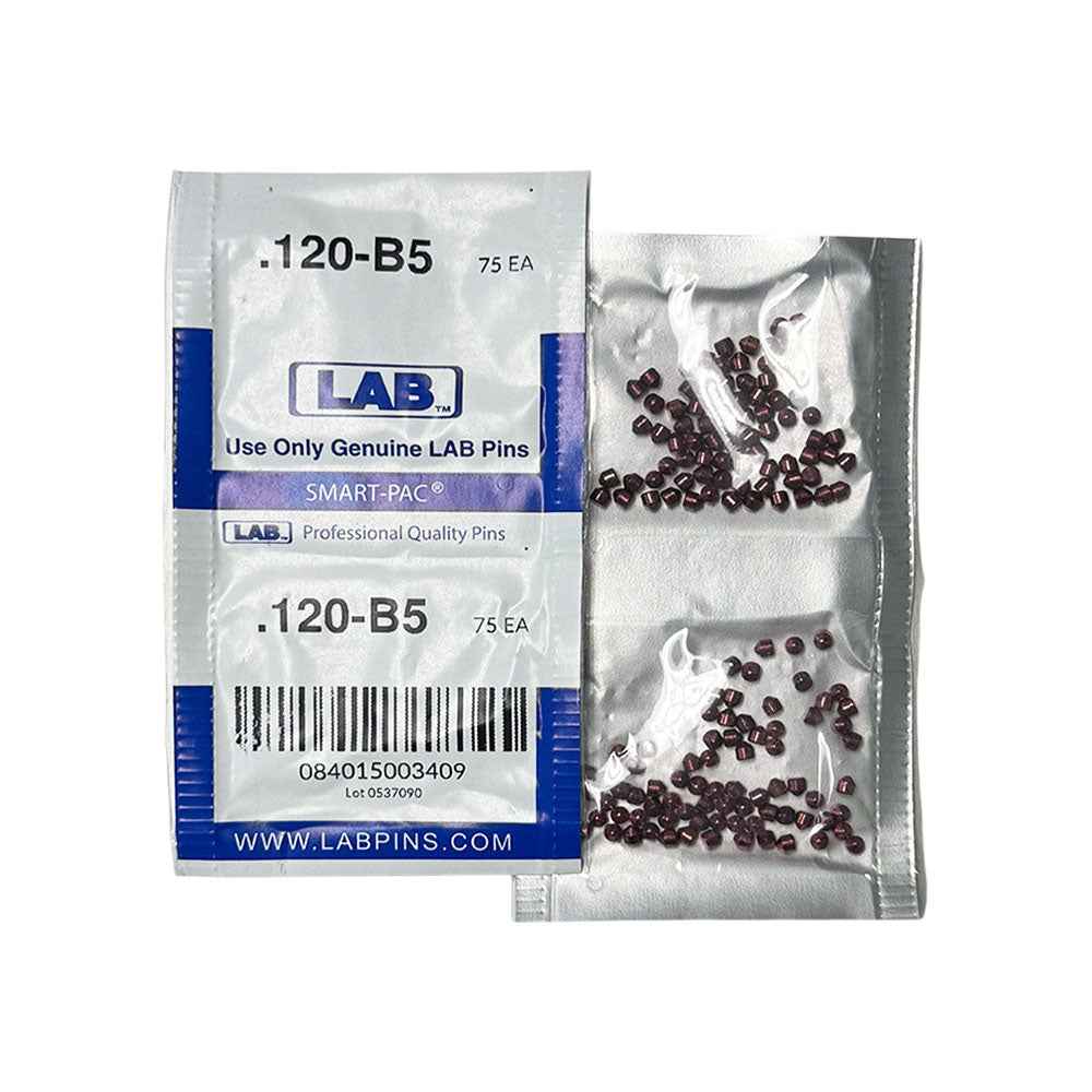 LAB - 5120B-SP - .120 Bottom Pin - .115 Diameter - Crown .005 Universal - Color-Coded - Brass Alloy - Smart Pack 150 Pins