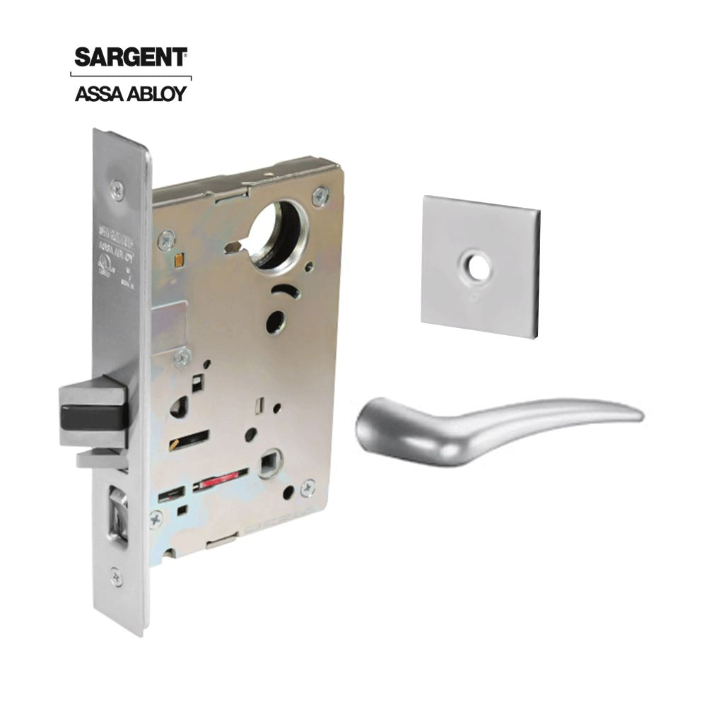 Sargent - 8237 - Classroom Mortise Lock - Heavy Duty Less Cylinder - LFIC - Key Code - Rose Trim Function - Grade 1 - WSP (White Suede Powder Coat)