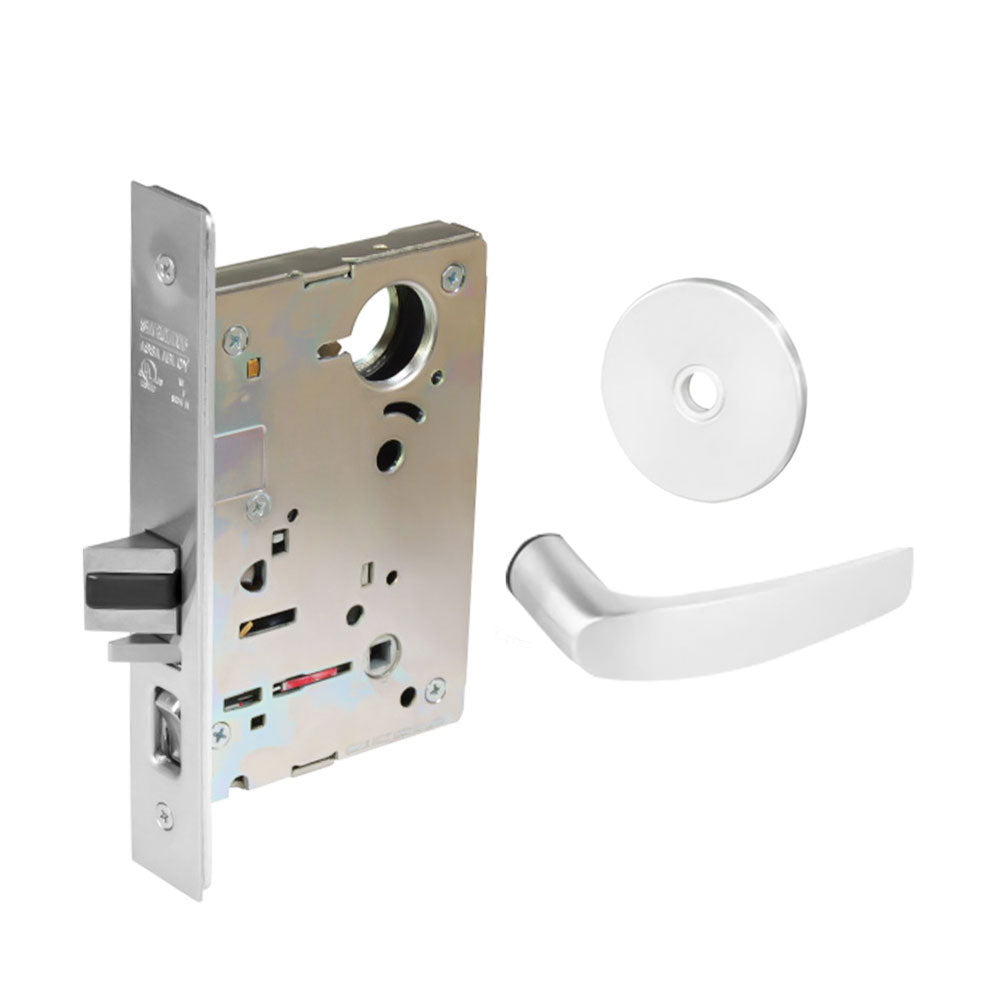Sargent - 8237 - Classroom Mortise Lock - Heavy Duty Less Cylinder - LFIC - Key Code - Rose Trim Function - Grade 1 - WSP (White Suede Powder Coat)