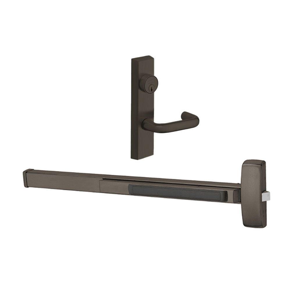 Sargent - 8810F - Rim Exit Devices with Trim - Wide Stile Pushpad - Exit Only - SFIC Prep Less Core - Escutcheon Trim - 36" - Grade 1 - US10B (Dark Oxidized Satin Bronze Oil Rubbed)