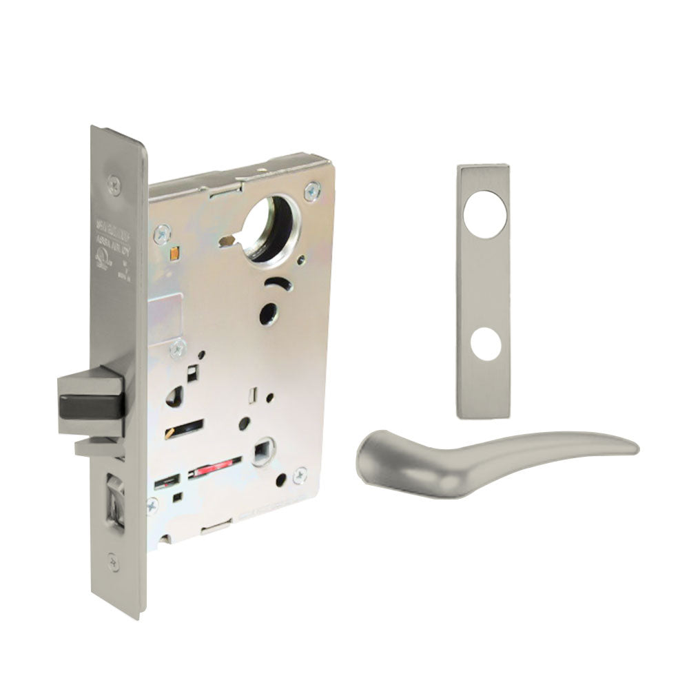 Sargent - 8204 - Storeroom Mortise Lock - Heavy Duty Standard Cylinder - SFIC - Escutcheon Trim Function - Grade 1 - US14 (Bright Nickel Plated, Clear Coated)