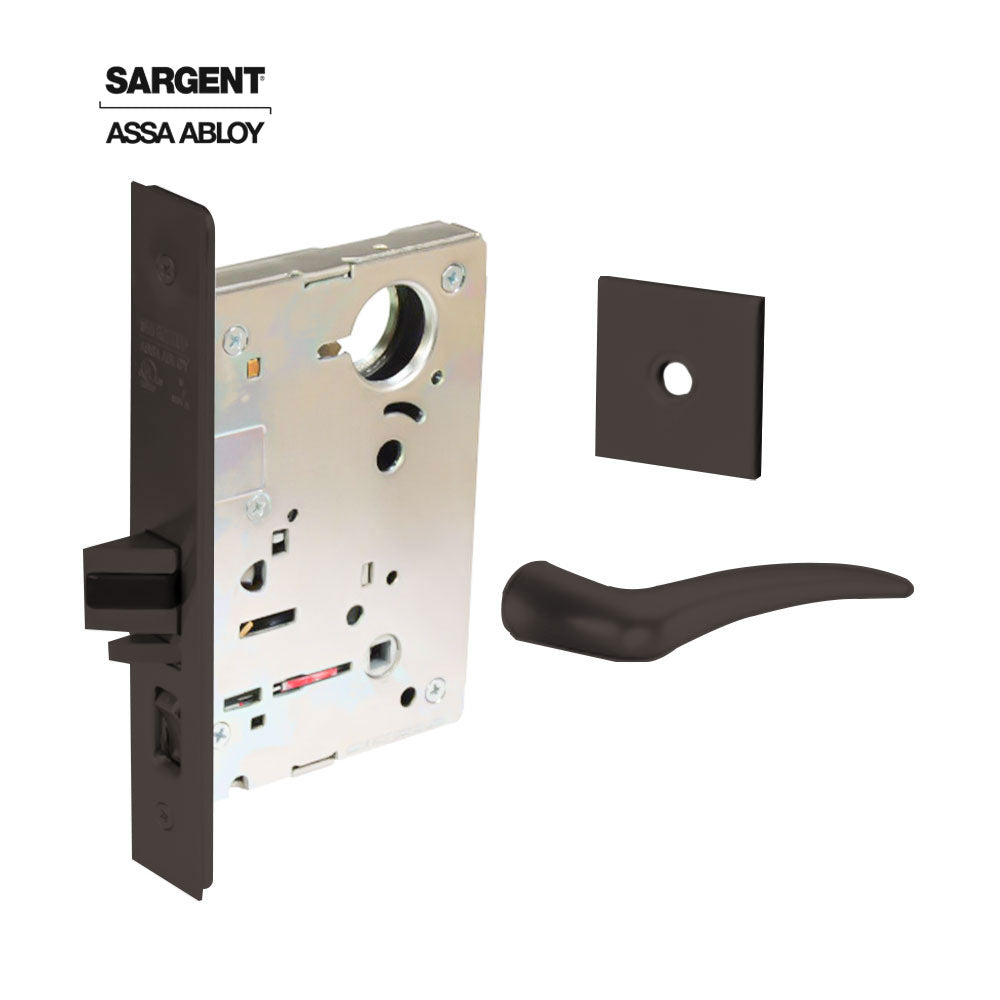 Sargent - 8204 - Storeroom Mortise Lock - Heavy Duty Standard Cylinder - SFIC - Keyed Different - Rose Trim Function - Grade 1 - US10BL (Dark Oxidized Satin Bronze Clear Coated)