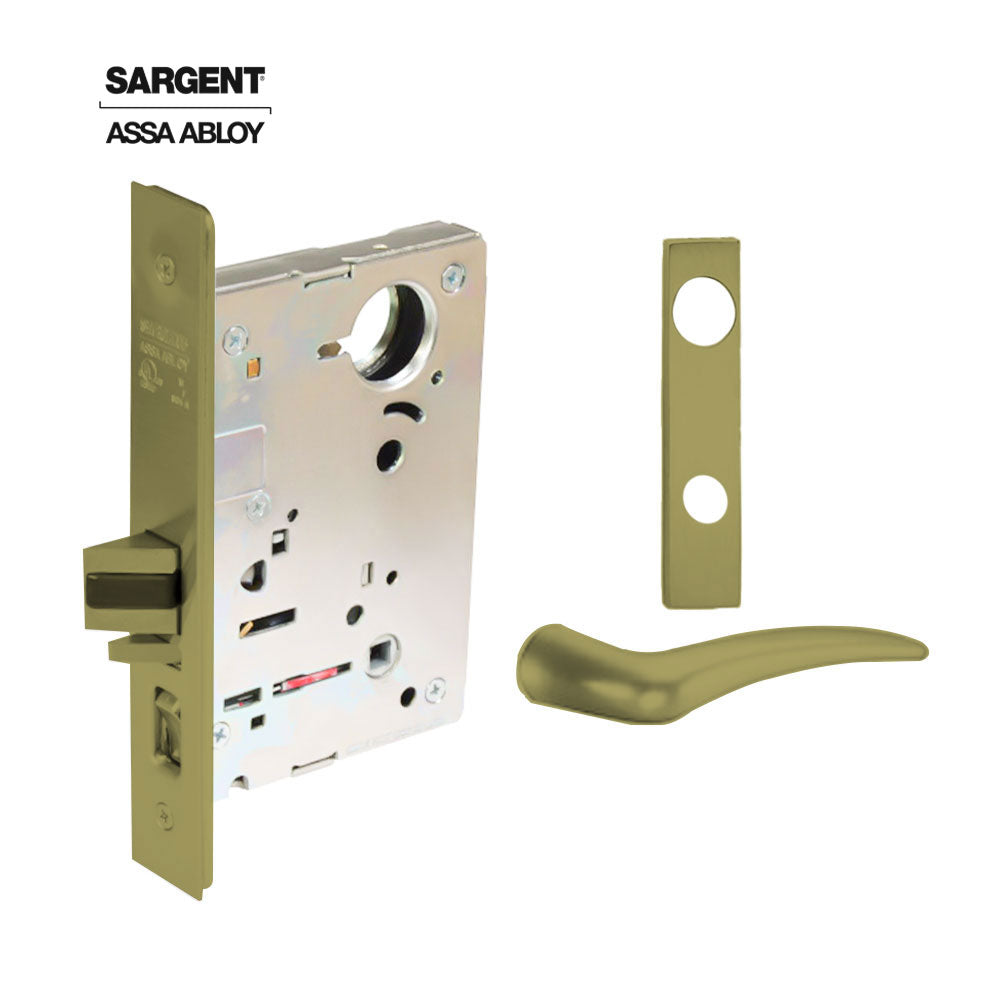 Sargent - 8204 - Storeroom Mortise Lock - Heavy Duty Less Cylinder - SFIC - Keyed Alike - Escutcheon Trim Function - Grade 1 - US4 (Satin Brass, Clear Coated)