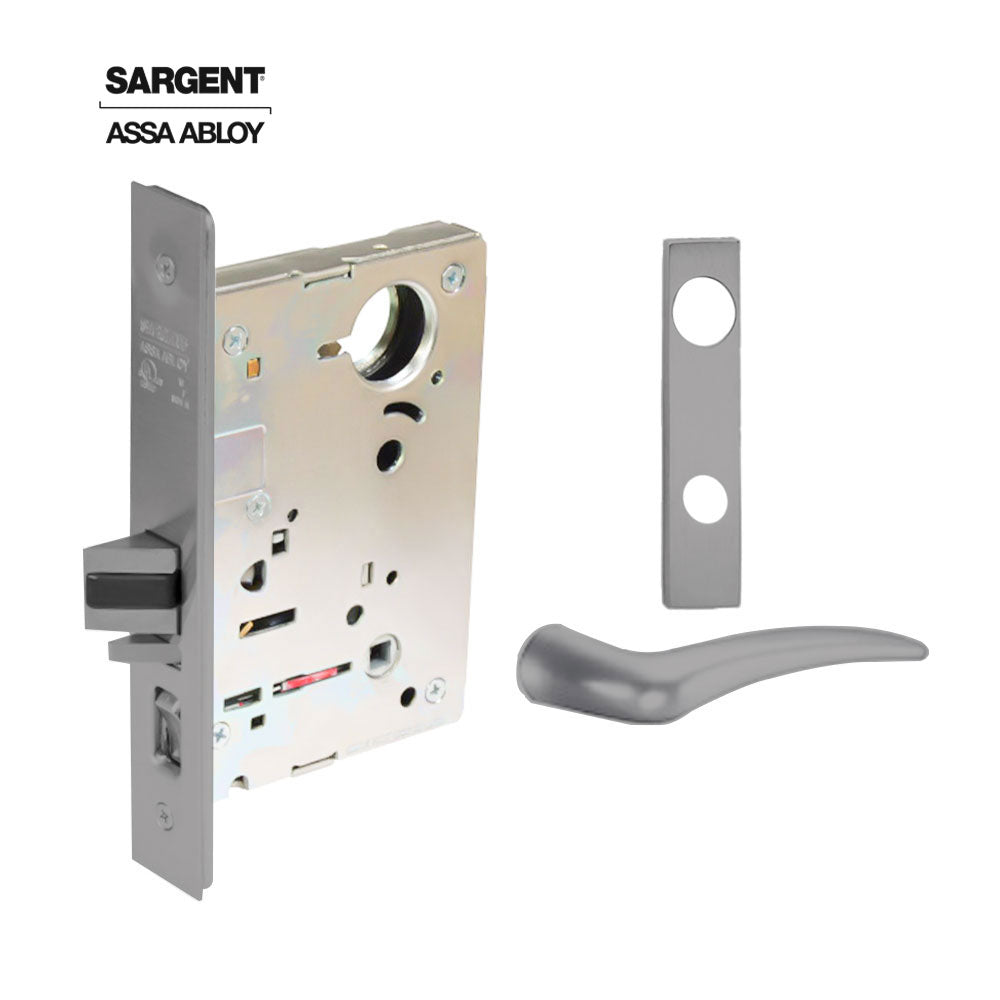 Sargent - 8204 - Storeroom Mortise Lock - Heavy Duty Less Cylinder - SFIC - Escutcheon Trim Function - Grade 1 - US26D (Satin Chromium Plated Over Nickel)
