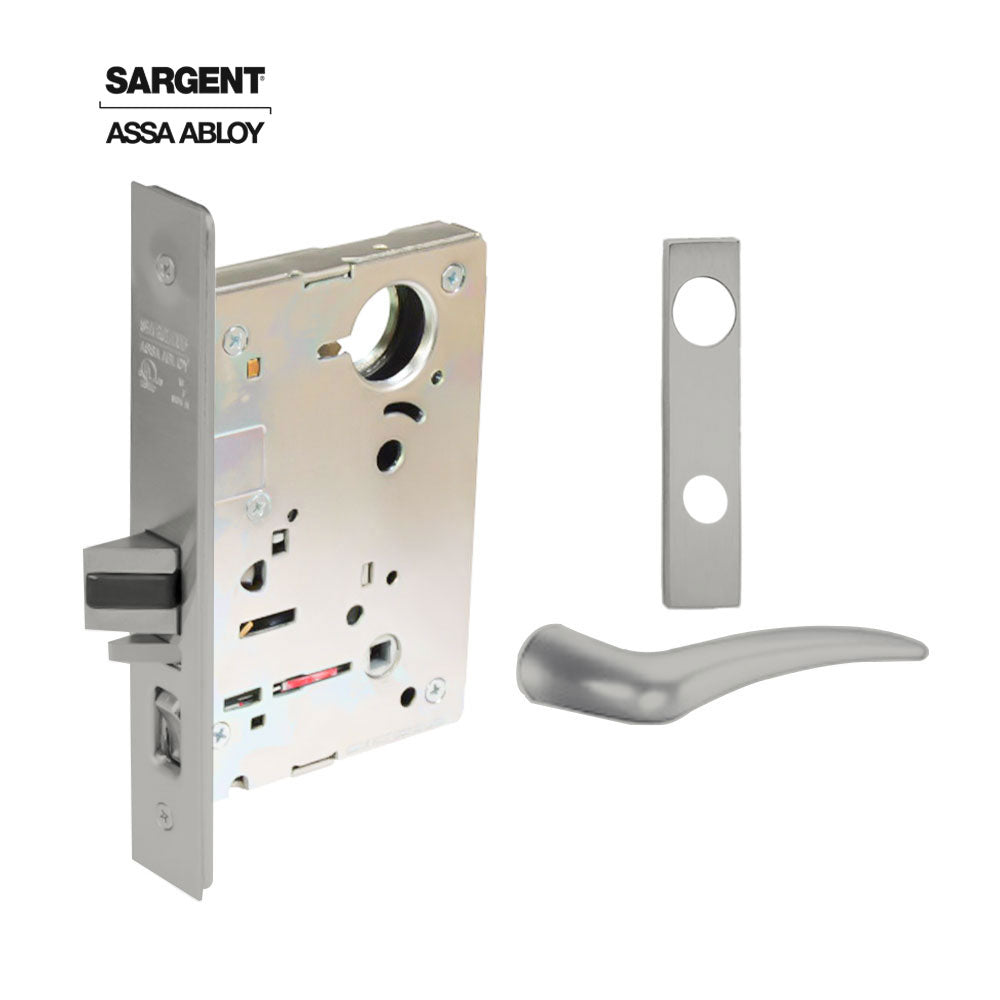 Sargent - 8204 - Storeroom Mortise Lock - Heavy Duty Less Cylinder - SFIC - Escutcheon Trim Function - Grade 1 - US32 (Bright Stainless Steel)