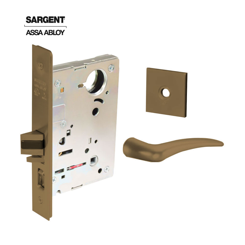 Sargent - 8204 - Storeroom Mortise Lock - Heavy Duty Less Cylinder - SFIC - Keyed Alike - Rose Trim Function - Grade 1 - US10 (Satin Bronze, Clear Coated)