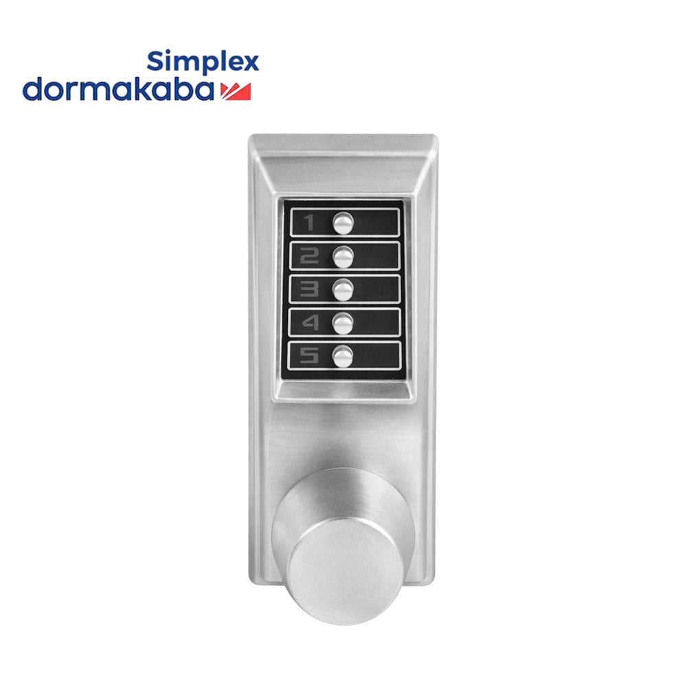 Simplex - 1031 - Mechanical Pushbutton Cylindrical Knob Lock with Combination Passage Function - 2-3/4" Backset