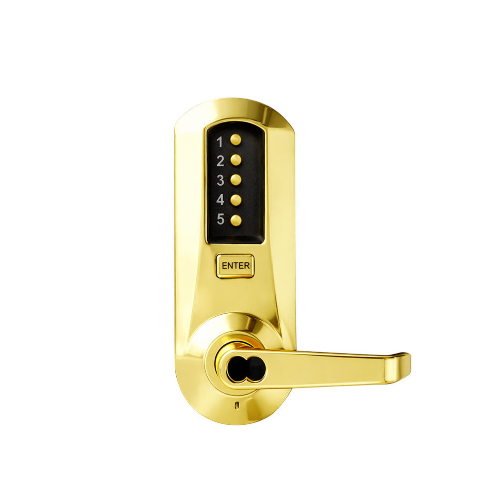 Simplex - 5021 - Mechanical Pushbutton Cylindrical Lever Lock with Combination Entry Function and Key Override - Floating Faceplate - Winston Lever - 2-3/4" Backset
