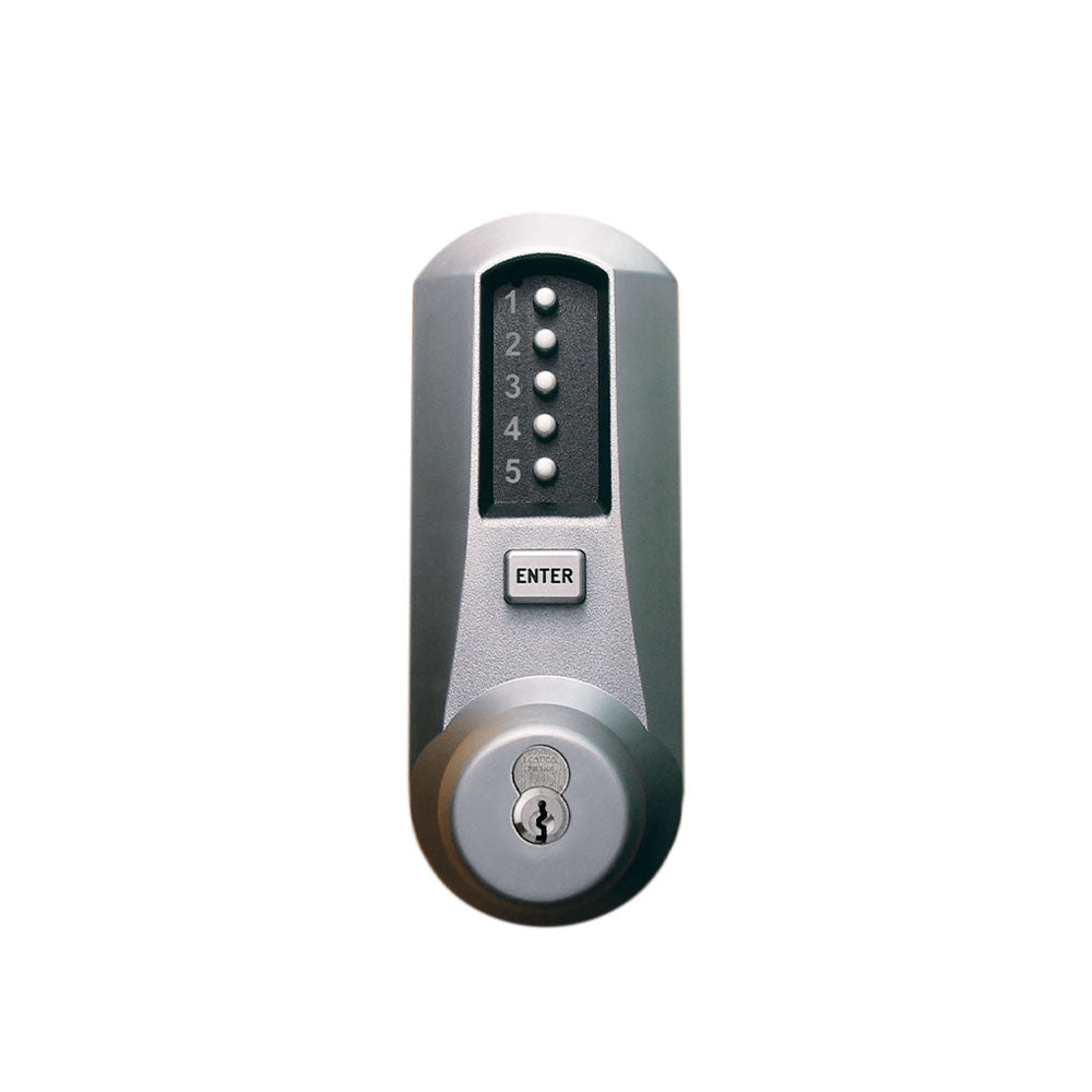 Simplex - 5022 - Mechanical Pushbutton Cylindrical Knob Lock with Combination Entry Function and Key Override - Floating Faceplate - Winston Knob - 2-3/8" Backset