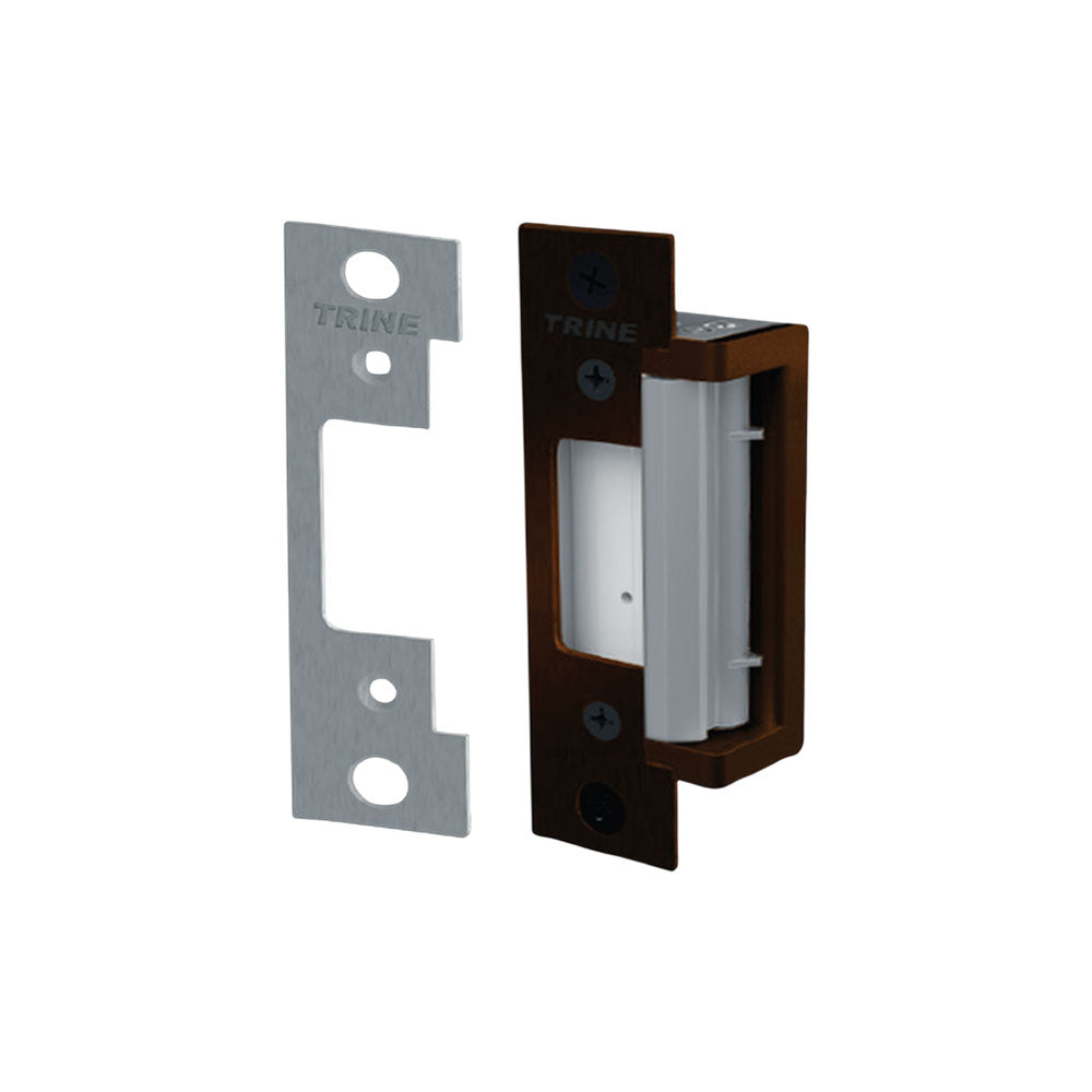 Trine - 4300CC - Electric Strike Kit with 2 Faceplates - Trim Skirts - 12/24V AC/DC - Grade 1 - Dark Bronze & Satin Stainless Steel