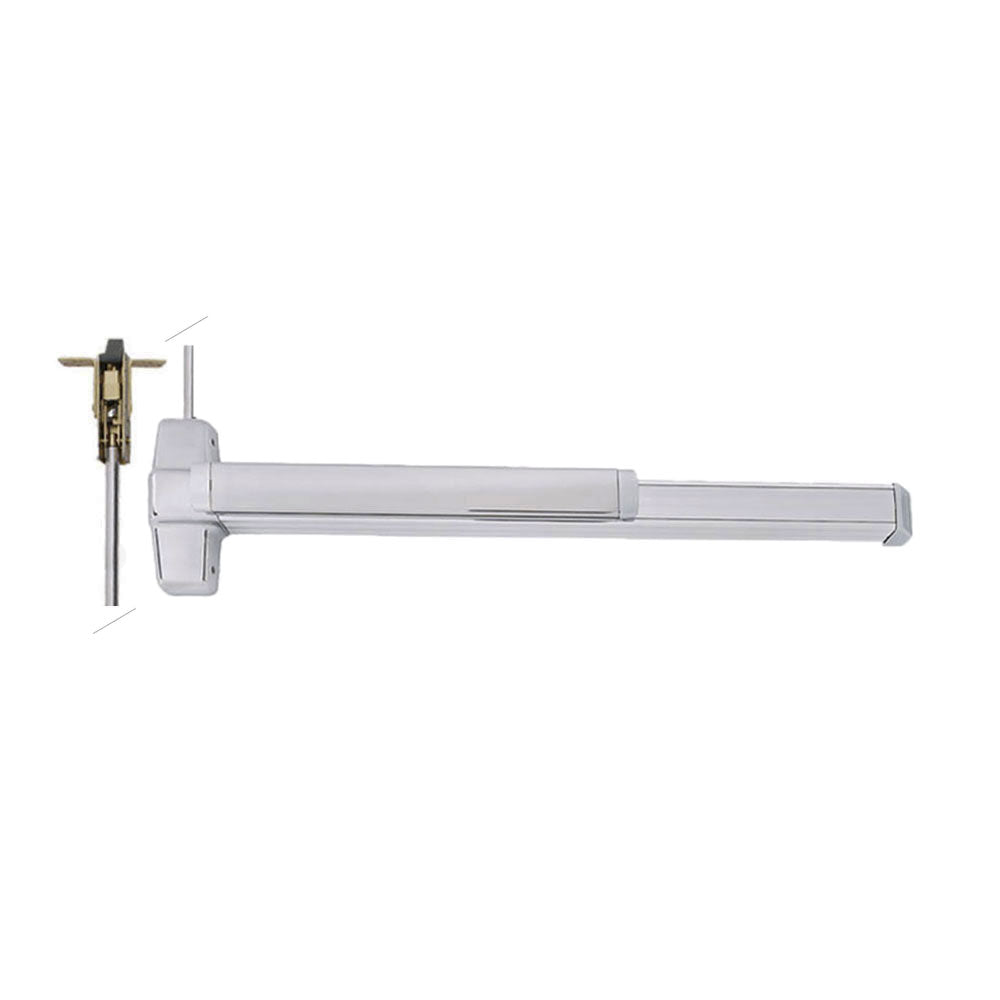 Von Duprin - QEL9947 - Grooved Concealed Vertical Rod Exit Bar with Wide Stile Pushpad - Exit Only - Less Bottom Rod - Motorized Latch Retraction - Less Dogging - Grade 1