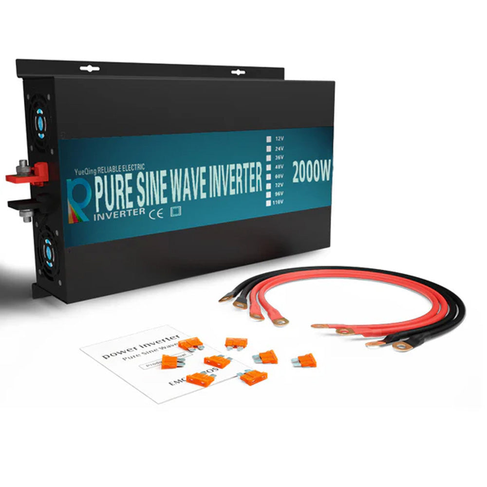 RBP - 2000W Power Inverter 12VDC, 24VDC and 48VDC to 120VAC Pure Sine Wave High Frequency Off Grid Solar Inverter