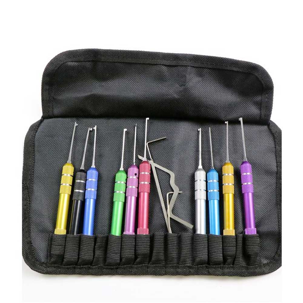 ECS AUTO PARTS Lock Pick Set 13 in One Colorful Locksmith Training Set for Padlock Extractor
