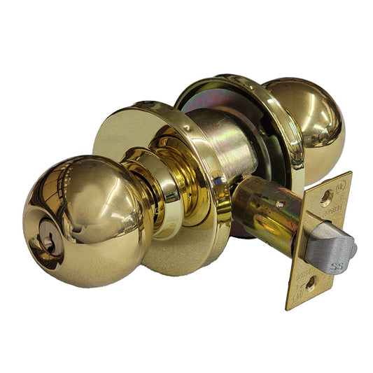 ECS HARDWARE - Commercial Door Knob Set - 2-3/4 Standard Backest - Polished Brass- Entrance - Grade 2