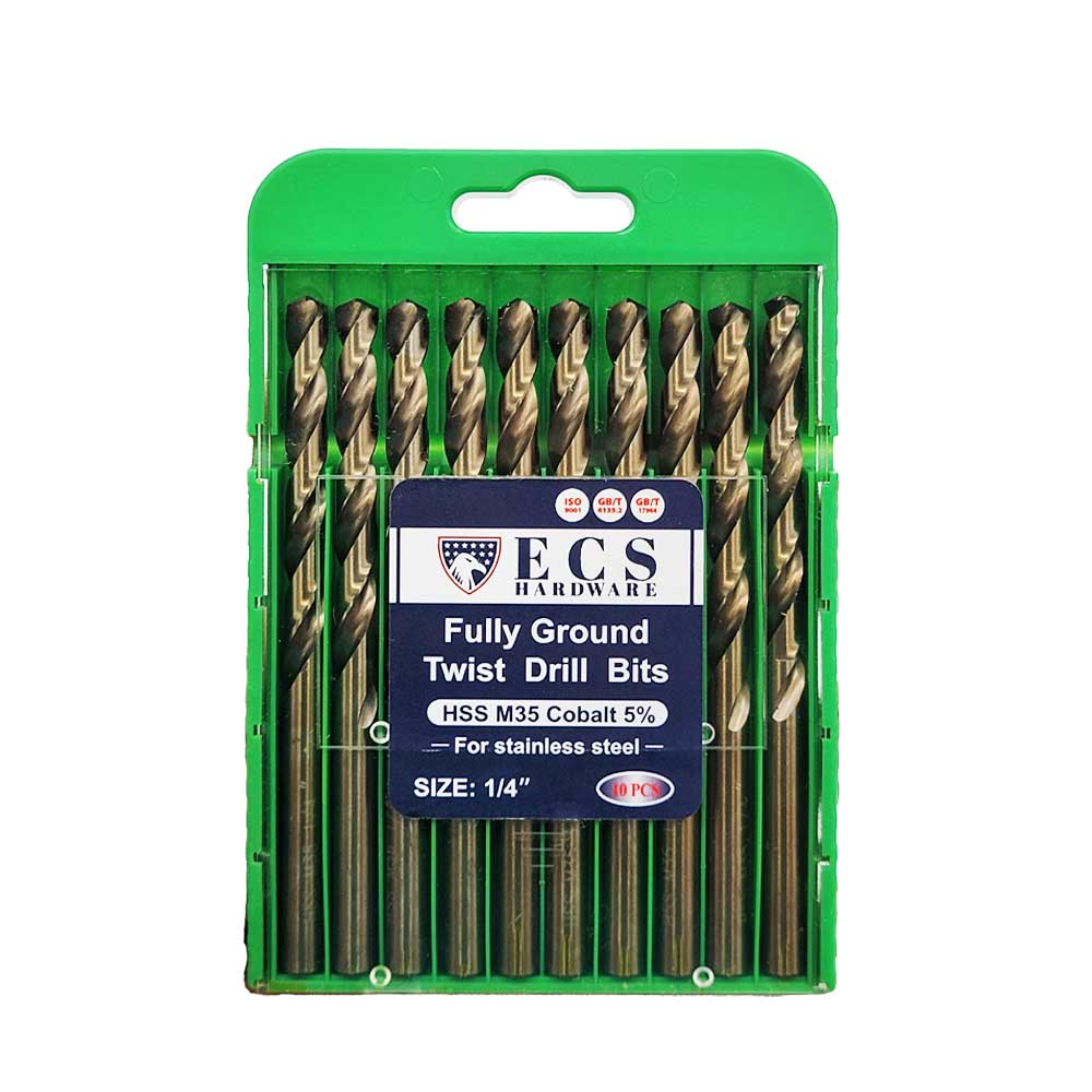 ECS HARDWARE - HSS Drill Bit x 10 Fully Ground - 5% Cobalt M35